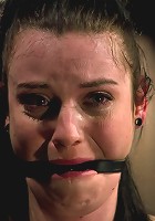 Curvy broad suffers for orgasms then strung up by hair suspension.