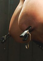 Upside down big titty pain slut gets machine fucked and throat fucked at the same time