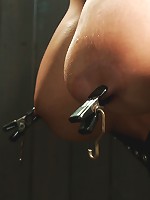 Upside down big titty pain slut gets machine fucked and throat fucked at the same time