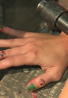 Sexy, fit bondage slaves interlocked, machine fucked and pussy smothered