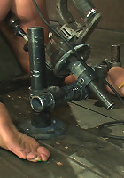 Sexy, fit bondage slaves interlocked, machine fucked and pussy smothered