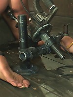 Sexy, fit bondage slaves interlocked, machine fucked and pussy smothered