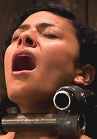 Tight bodied brunette rides the sybian