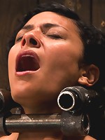 Tight bodied brunette rides the sybian