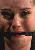 Curvy broad suffers for orgasms then strung up by hair suspension.