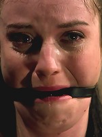 Curvy broad suffers for orgasms then strung up by hair suspension.