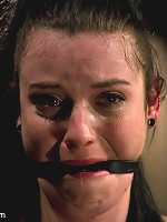 Curvy broad suffers for orgasms then strung up by hair suspension.