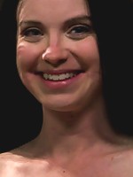 Curvy broad suffers for orgasms then strung up by hair suspension.