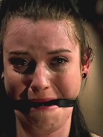 Curvy broad suffers for orgasms then strung up by hair suspension.