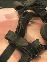 One girl is stretched to the limit of her body The other takes the cane and takes it hard!