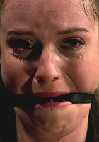 Curvy broad suffers for orgasms then strung up by hair suspension.