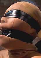 Sexy Japanese girl is tightly bound w/elbows togetherBrutally skull fucked w/cock. Swallow it!