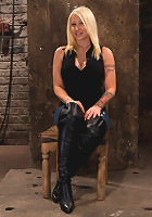 California blond with huge tits has them bound to her knees & spreadMade to squirt & scream!