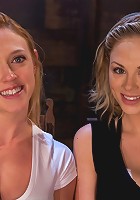 2 girl's, massive tits, bound, 1 suspended, 1 neck tied down & arched.Both made to brutaly cum!