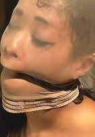 Bound with brutal black rubber bandsThey dig in & constrict, skin is made to squirt & suck cock.