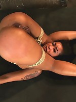 Skin's ass & pussy open, vulnerableWe plug her ass & make her squirt, cum all over her own face.