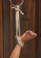 Elegant MILF is bound, and brutally skull fucked Hair tied on the floor made to cum like a slut!