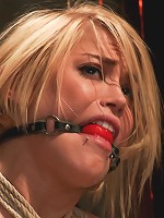 Hot blond's nipples are abuse, feet tickled, & pussy fucked with a stick, made to cum like a whore.