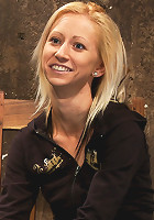 Tiny sexy blond suffers heavy weighted nipple clamps & a crotch burner that keeps her on her toes!