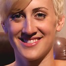 Tall hot blonde on tip-toes hanging from a crotch rope, made to squirt.