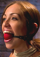 Audrey had her breast bound & huge mouth properly gagged.Nipples clamped and made to cum, & cum!