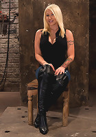 California blond with huge tits has them bound to her knees & spreadMade to squirt & scream!