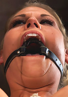 Sexy blond bomb shell w/huge tits, is anally penetrated, nipple tortured, made to squirt & cum!