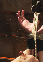 Tiny sexy blond suffers heavy weighted nipple clamps & a crotch burner that keeps her on her toes!