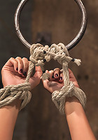 19yr with long sexy legs is bound helpless, & uncomfortable. Nipple torture, flogging & made to cum!