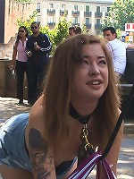 Adorable 18 Year old is Made to Crawl on her Knees, Suck Cock, and get Ass Pounded in Public