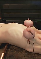 19 year old with big tits is electrified into orgasm