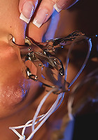 Small titted blonde forced to dildoing herself