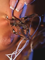 Small titted blonde forced to dildoing herself