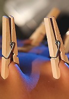 Mistress Sabrina playing with her blonde victim