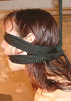 Filthy slave girl gets blinded and bound