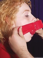 Bound slave gets clothespins on her breasts