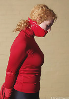 Bound slave gets clothespins on her breasts