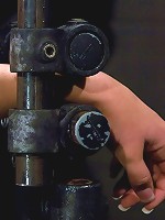 Claire Dames Huge tits brutally bound in metalhelpless to stop the pain or pleasure.