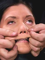 Claire Dames Huge tits brutally bound in metalhelpless to stop the pain or pleasure.