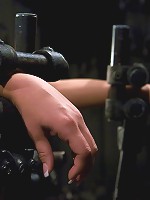 Claire Dames Huge tits brutally bound in metalhelpless to stop the pain or pleasure.