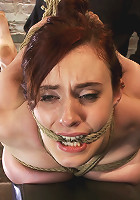 19yr old redhead with massive DD natural tits is hogtiedAnal hooked, finger fucked & made to cum