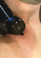 19 yr Old with Huge Tits Suffers in a Catigory5 Suspension, Cums while Upside Down and Helpless
