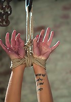 Extreme pussy torture on the wooden horse.Hard flogging, a brutal zipper and now it's fun.