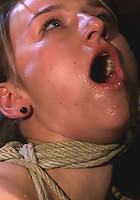 Pigtailed girl with thigh highs is bound, made to suck & swallow cockBrutal BJ. Suck it bitch.