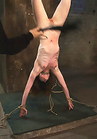 Girl next door put upside down, severely flogged & made to cumOn screen tying and real BDSM play