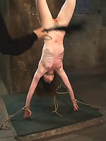 Girl next door put upside down, severely flogged & made to cumOn screen tying and real BDSM play