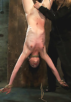 Girl next door put upside down, severely flogged & made to cumOn screen tying and real BDSM play