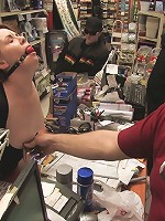 Hot redhead gets publicly fucked and fondled in a hardware store