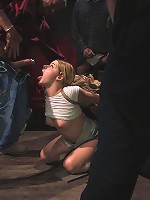 Dirty old men get serviced by 18 year old sluts in white panties!