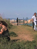 Beautiful Spanish redhead tied up, stripped bare, and fucked on the streets